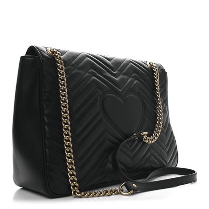 Gucci Calfskin Matelasse Large GG Marmont Top Handle Shoulder Bag Black 3 of 10