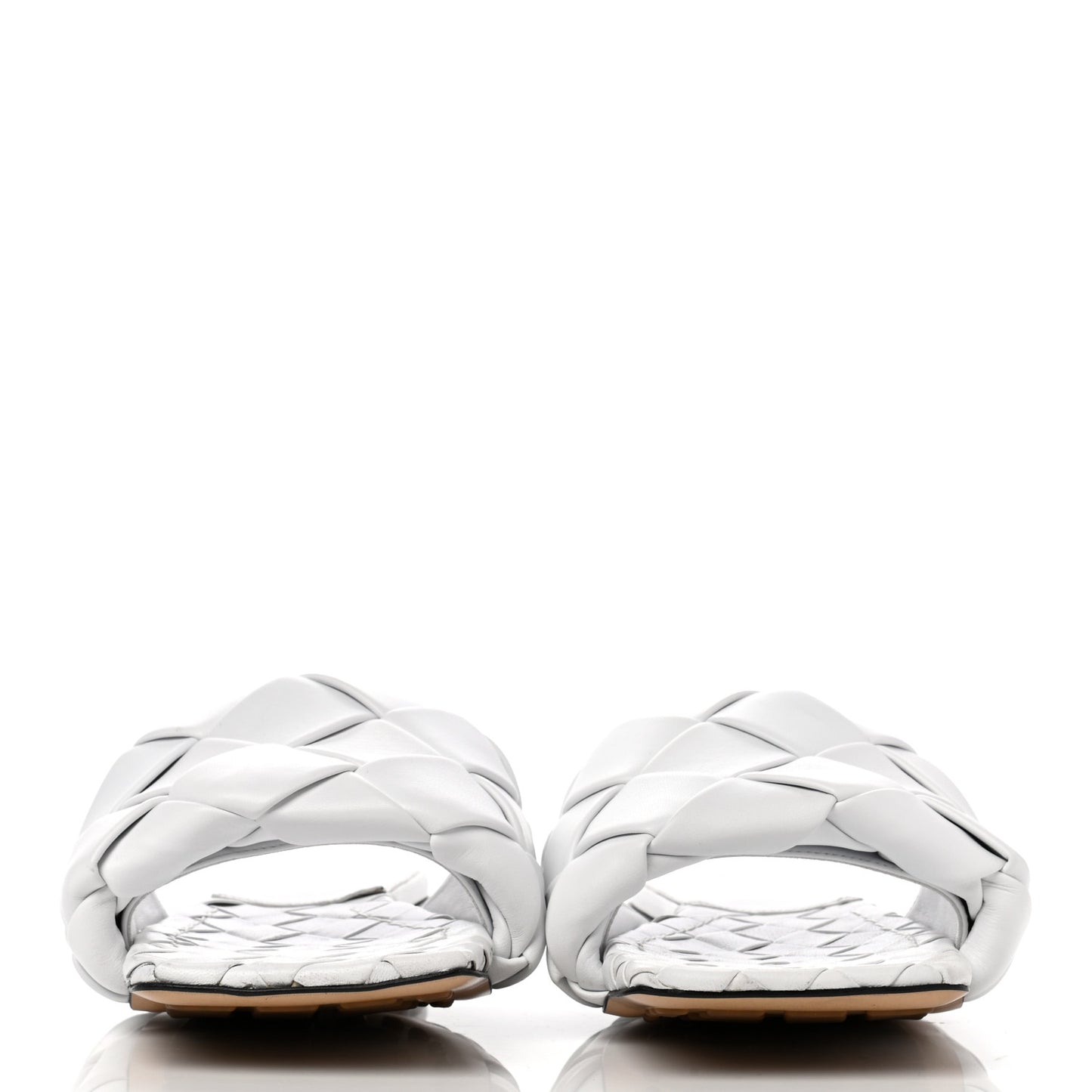 Nappa Maxi Intrecciato Lido Flat Sandals 38 Optic White