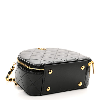 Chanel Lambskin Quilted Chic Riviera Top Handle Vanity Case Black 3 of 11