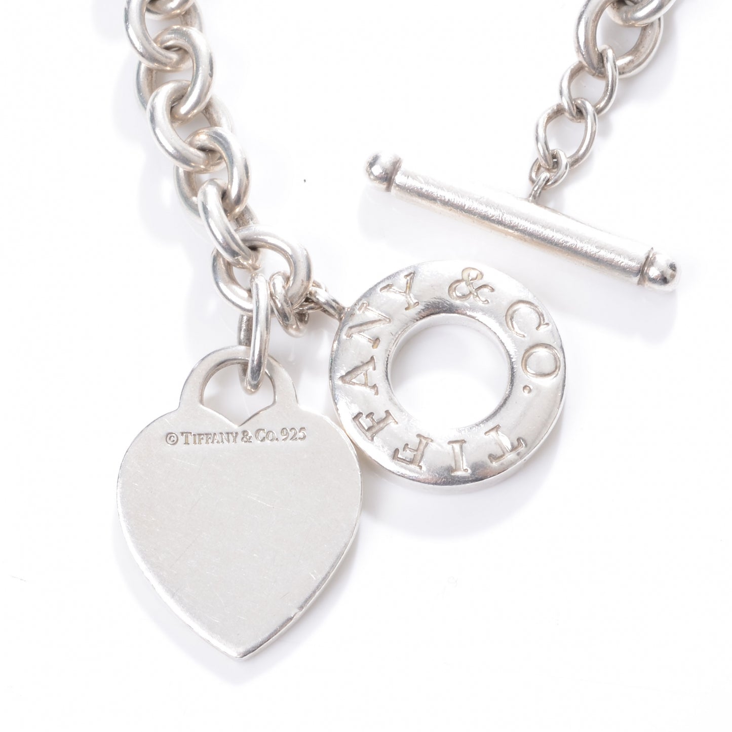 Sterling Silver Heart Tag Toggle Bracelet