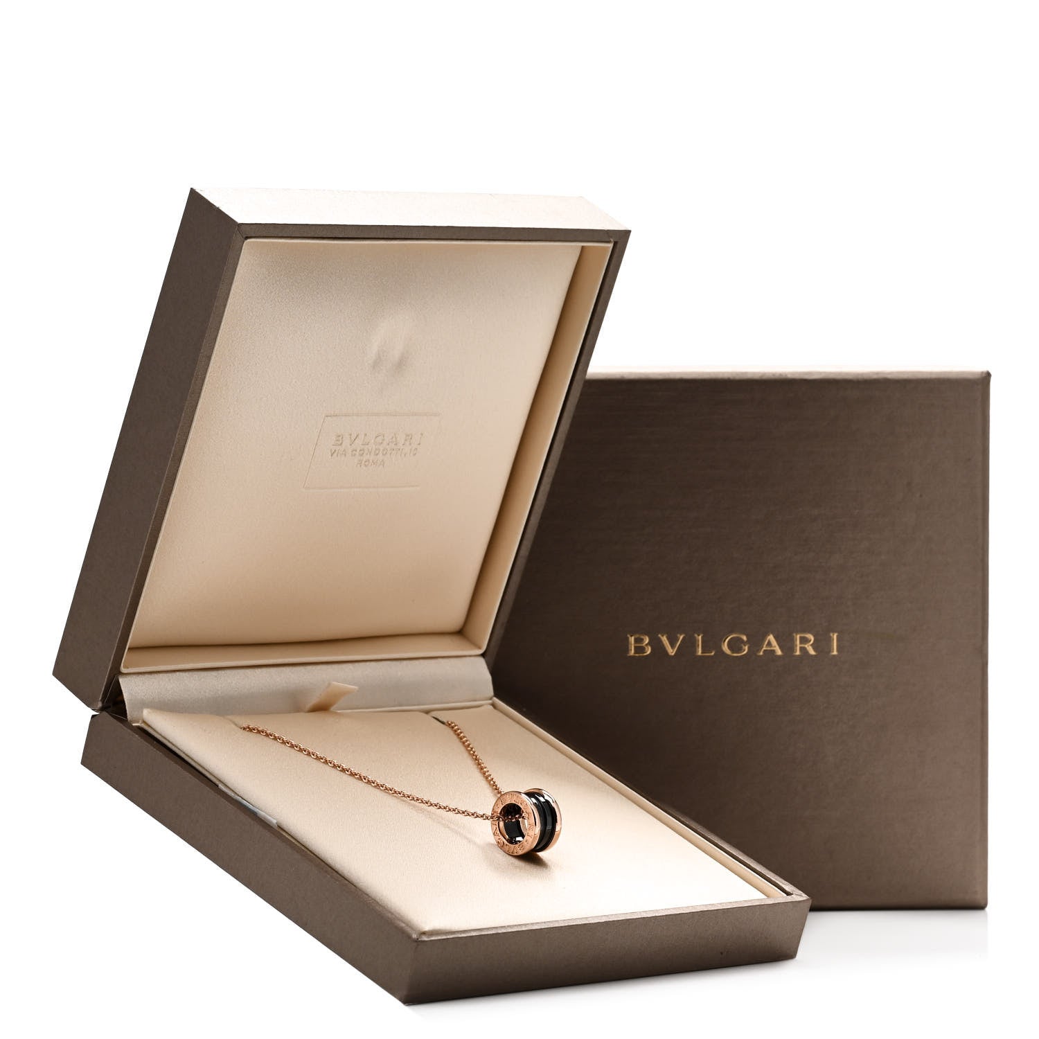 Bulgari 18K Rose Gold Black Ceramic B.Zero1 Pendant Necklace 7 of 7