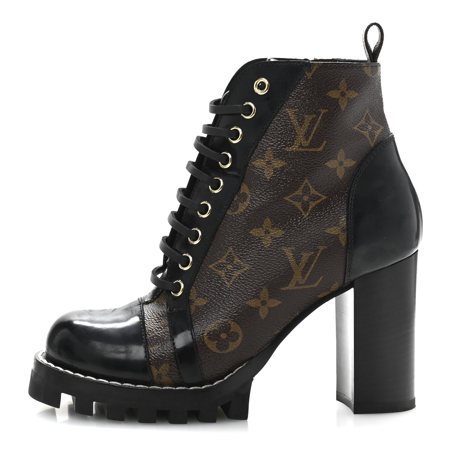 Louis Vuitton Patent Calfskin Monogram Star Trail Ankle Boots 36.5 Black 1 of 10