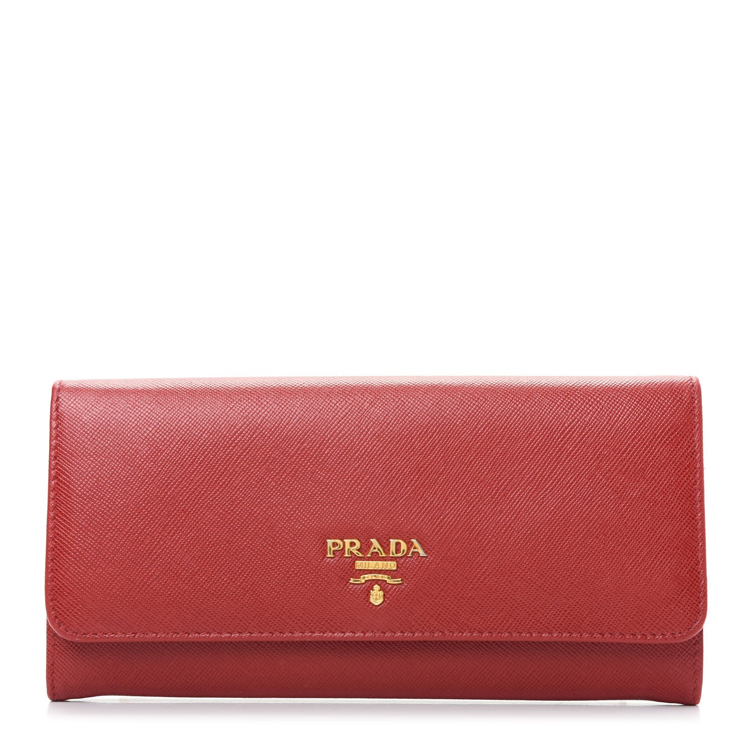 Prada Saffiano Metal Continental Flap Wallet Fuoco 1 of 6
