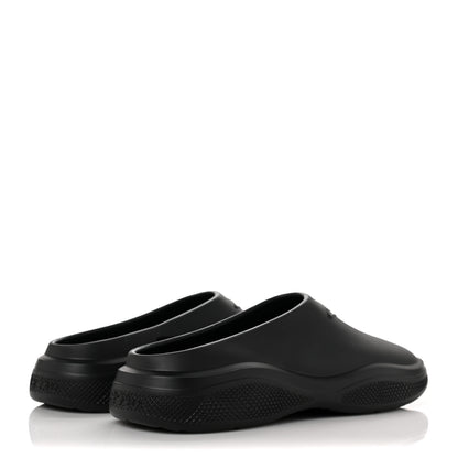 Prada Soft Mellow Rubber Triangle Logo Embossed Womens 25mm Mules 38 Black 4 of 8