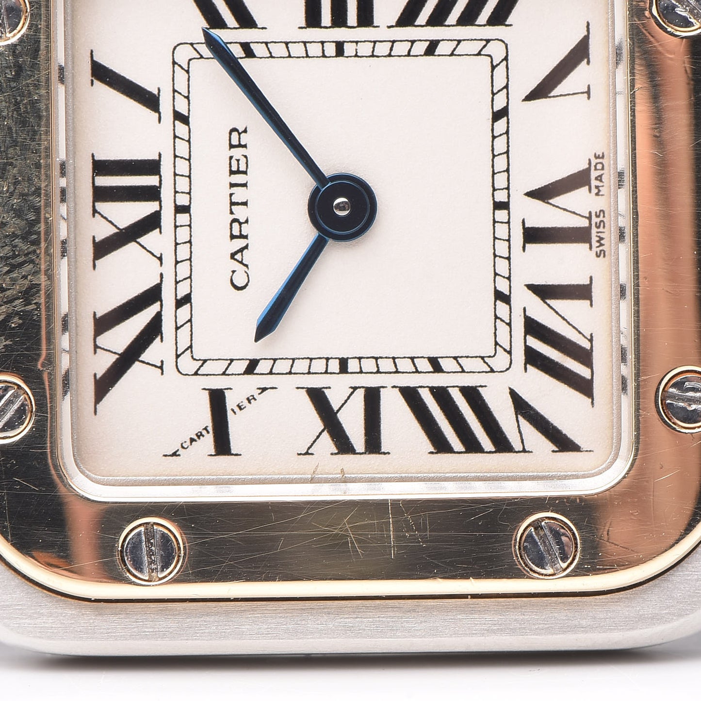 Stainless Steel 18K Yellow Gold 24mm Santos De Cartier Galbee Quartz Watch