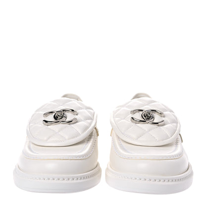 Chanel Lambskin Quilted CC Turnlock Loafers 35.5 White 2 of 9