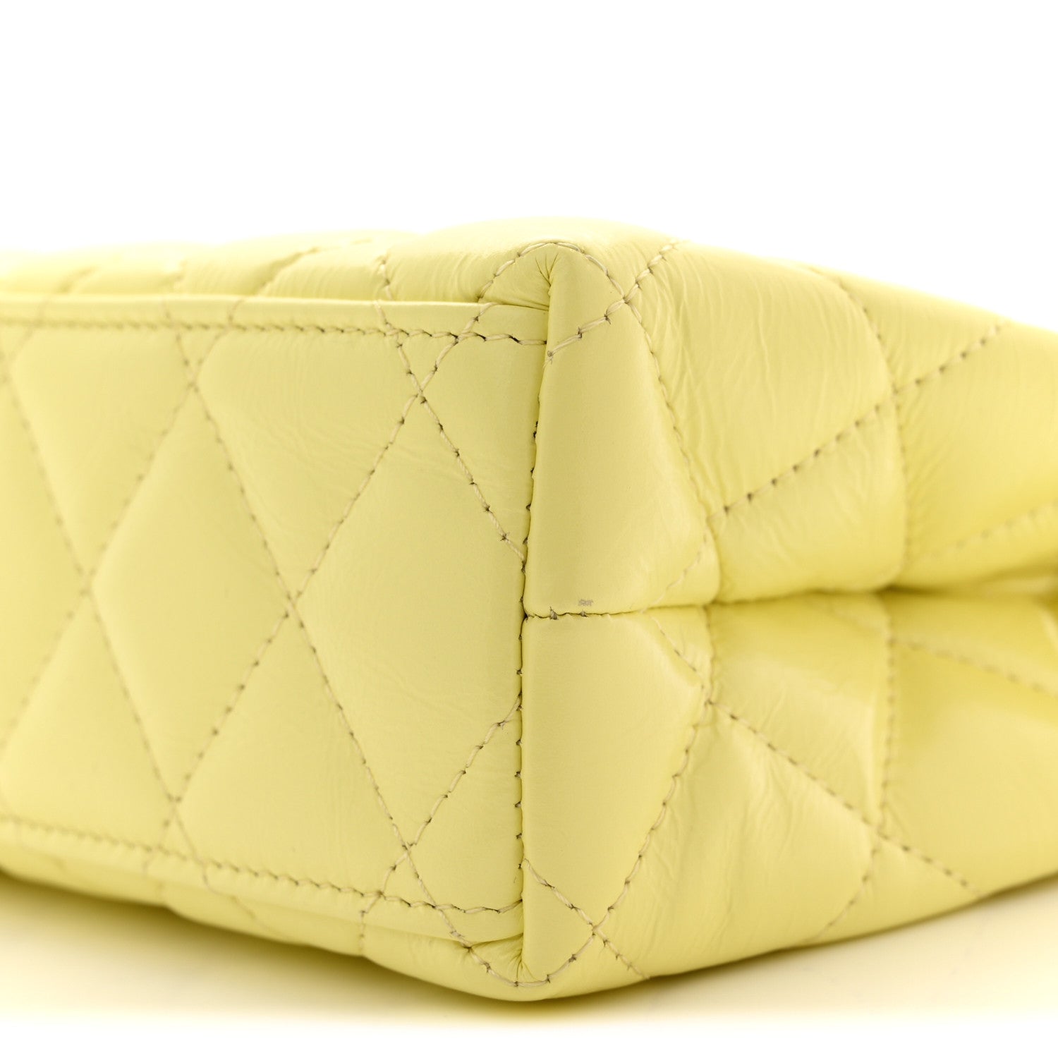 Chanel Shiny Aged Calfskin Quilted Nano Kelly Shopper Light Yellow 10 of 11