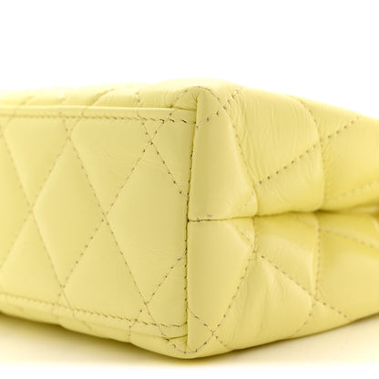 Chanel Shiny Aged Calfskin Quilted Nano Kelly Shopper Light Yellow 10 of 11