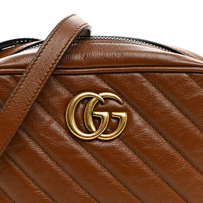 Gucci Glazed Calfskin Matelasse Diagonal Mini GG Marmont Chain Shoulder Bag Cuir 7 of 9