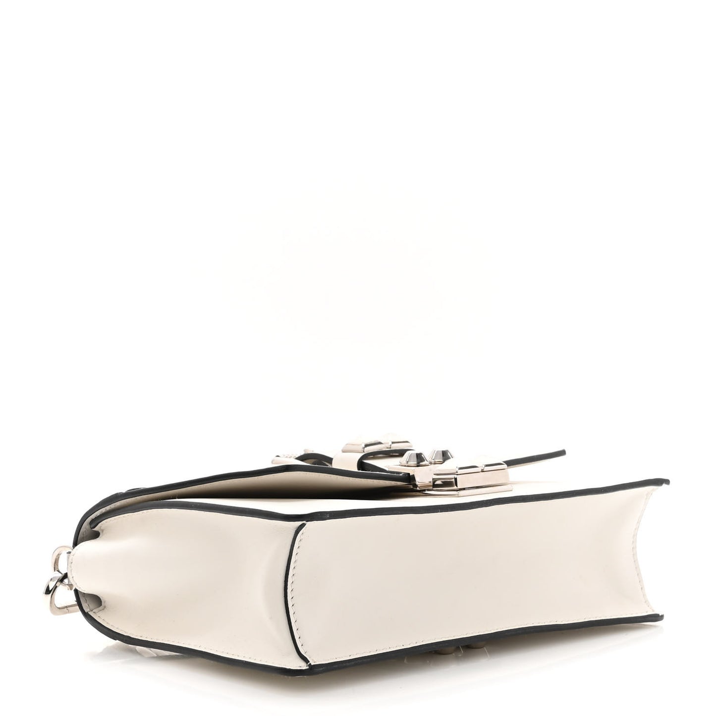 Saffiano City Calfskin Studded Small Elektra Shoulder Bag White