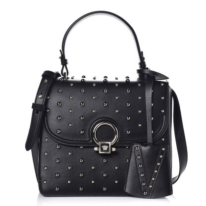 Versace Calfskin Studded Medium DV One Satchel Black 1 of 7