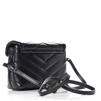 Saint Laurent Calfskin Y Quilted Monogram Toy Loulou Crossbody Bag Black 3 of 10