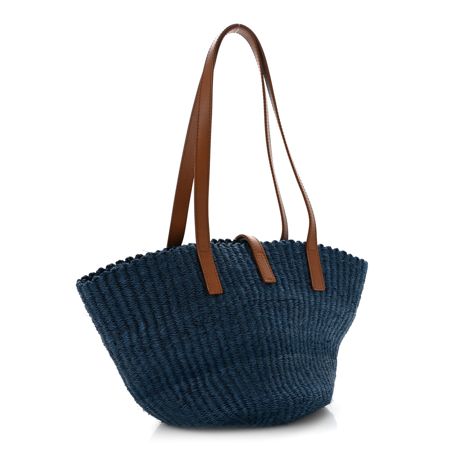Saint Laurent Raffia Calfskin Small Panier Tote Blue 3 of 13