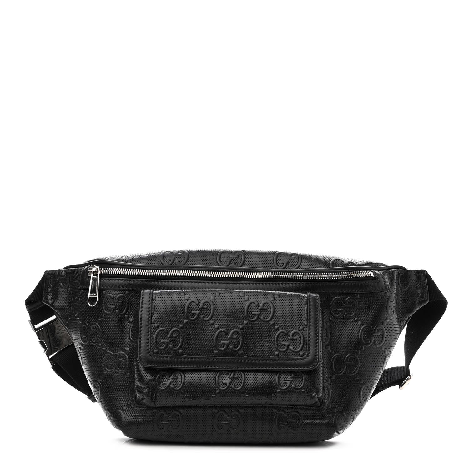 Gucci Calfskin GG Tennis Embossed Pocket Belt Bag Black 1 of 12