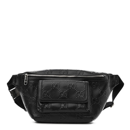 Gucci Calfskin GG Tennis Embossed Pocket Belt Bag Black 1 of 12