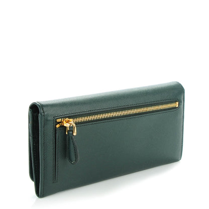 Prada Saffiano Metal Continental Flap Wallet Smeraldo 3 of 8