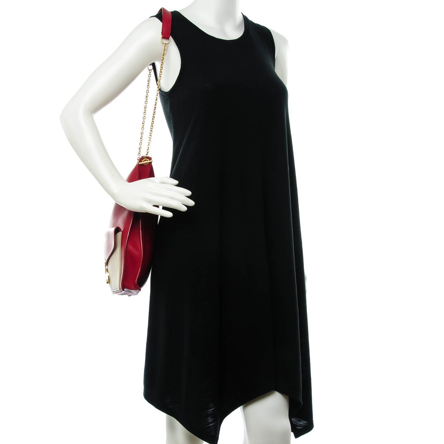 Calfskin Bi-Color Envelope Shoulder Bag Red