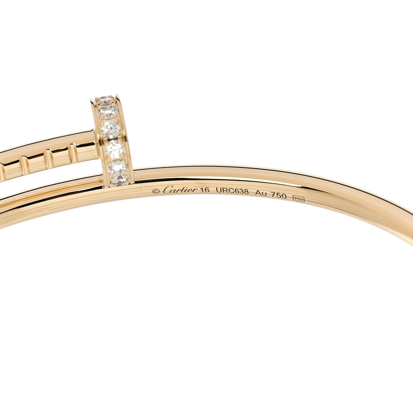 18K Yellow Gold Diamond Small Juste Un Clou Bracelet 16