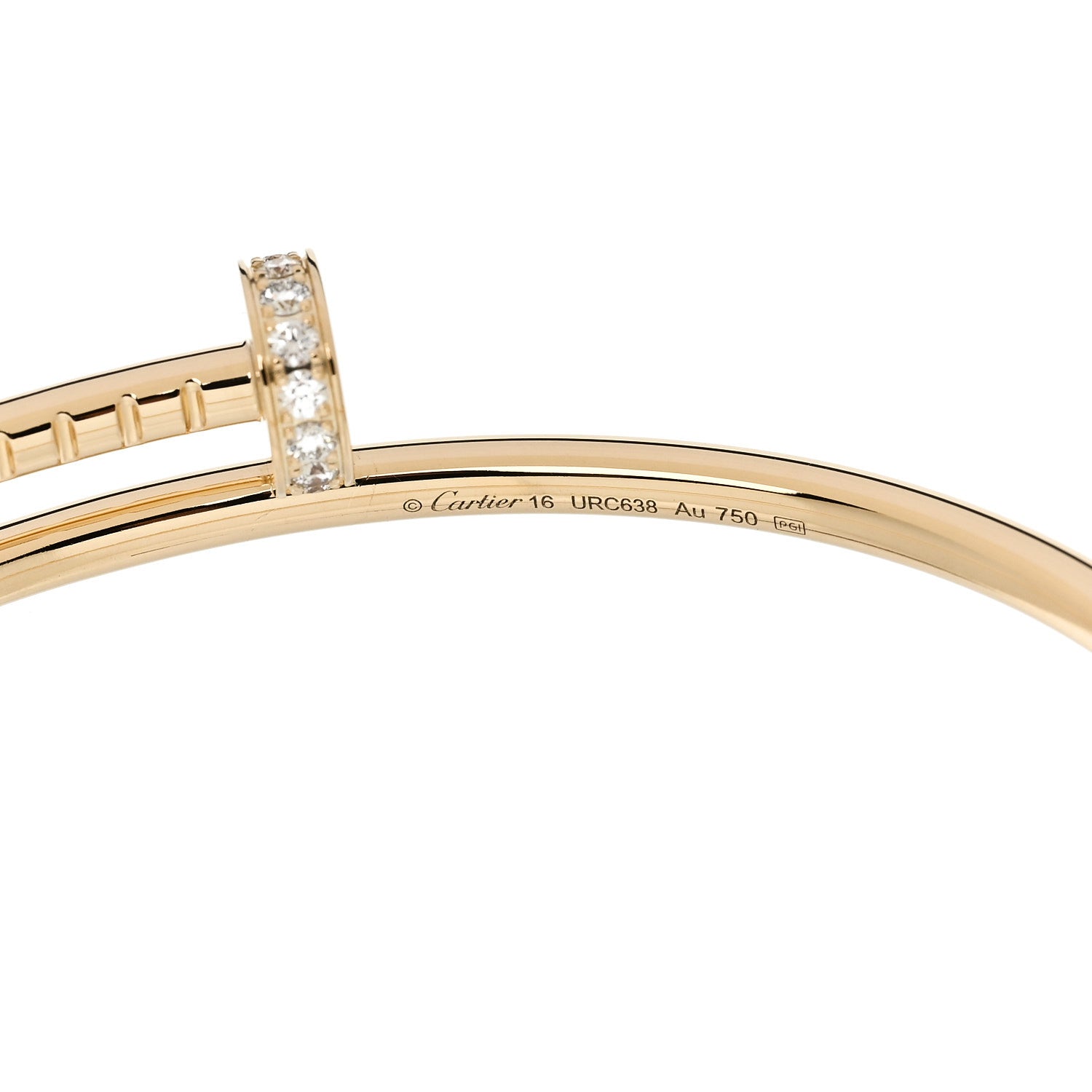 Cartier 18K Yellow Gold Diamond Small Juste Un Clou Bracelet 16 4 of 5