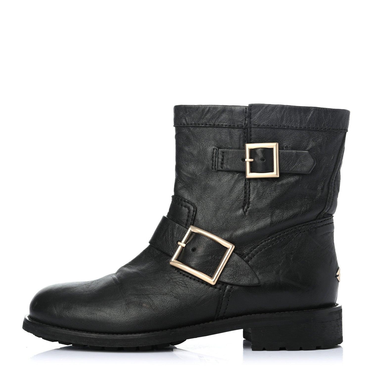 Jimmy Choo Lambskin Biker Boots 37 Black 1 of 8