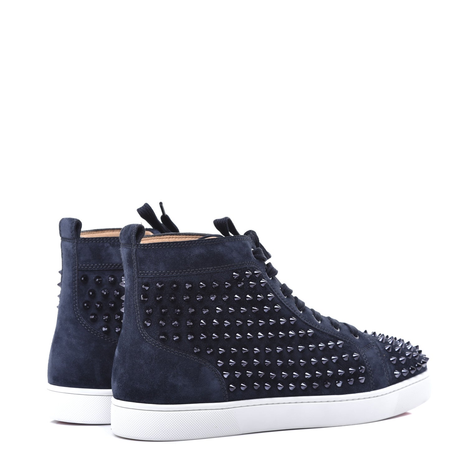Christian Louboutin Veau Velours Mens Louis Spikes Flat Sneakers 45 Marine 4 of 9