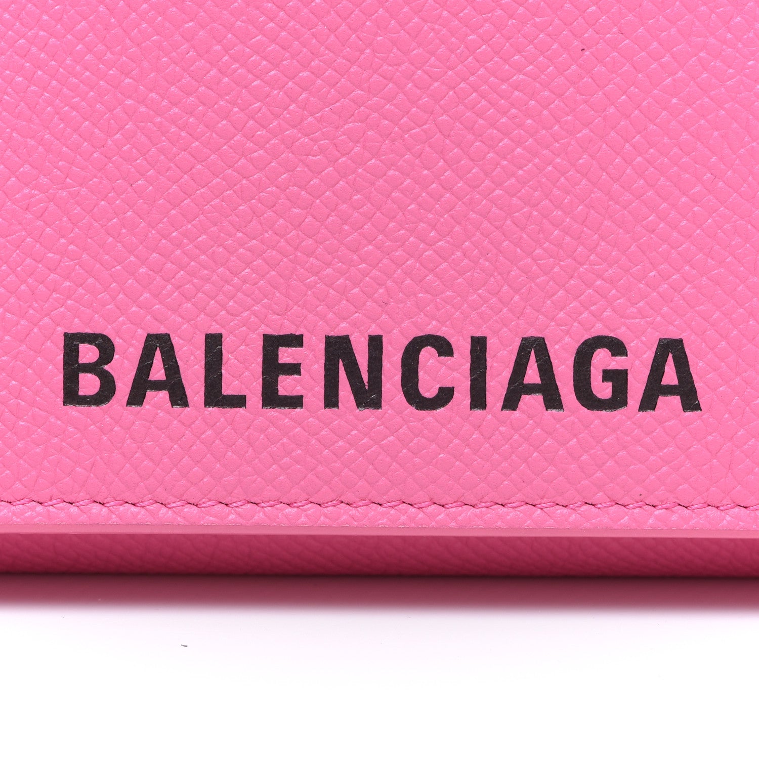 Balenciaga Signature Grained Calfskin Logo Ville Wallet on Chain Bubble Gum Black 9 of 12