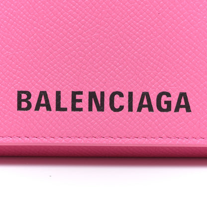 Balenciaga Signature Grained Calfskin Logo Ville Wallet on Chain Bubble Gum Black 9 of 12