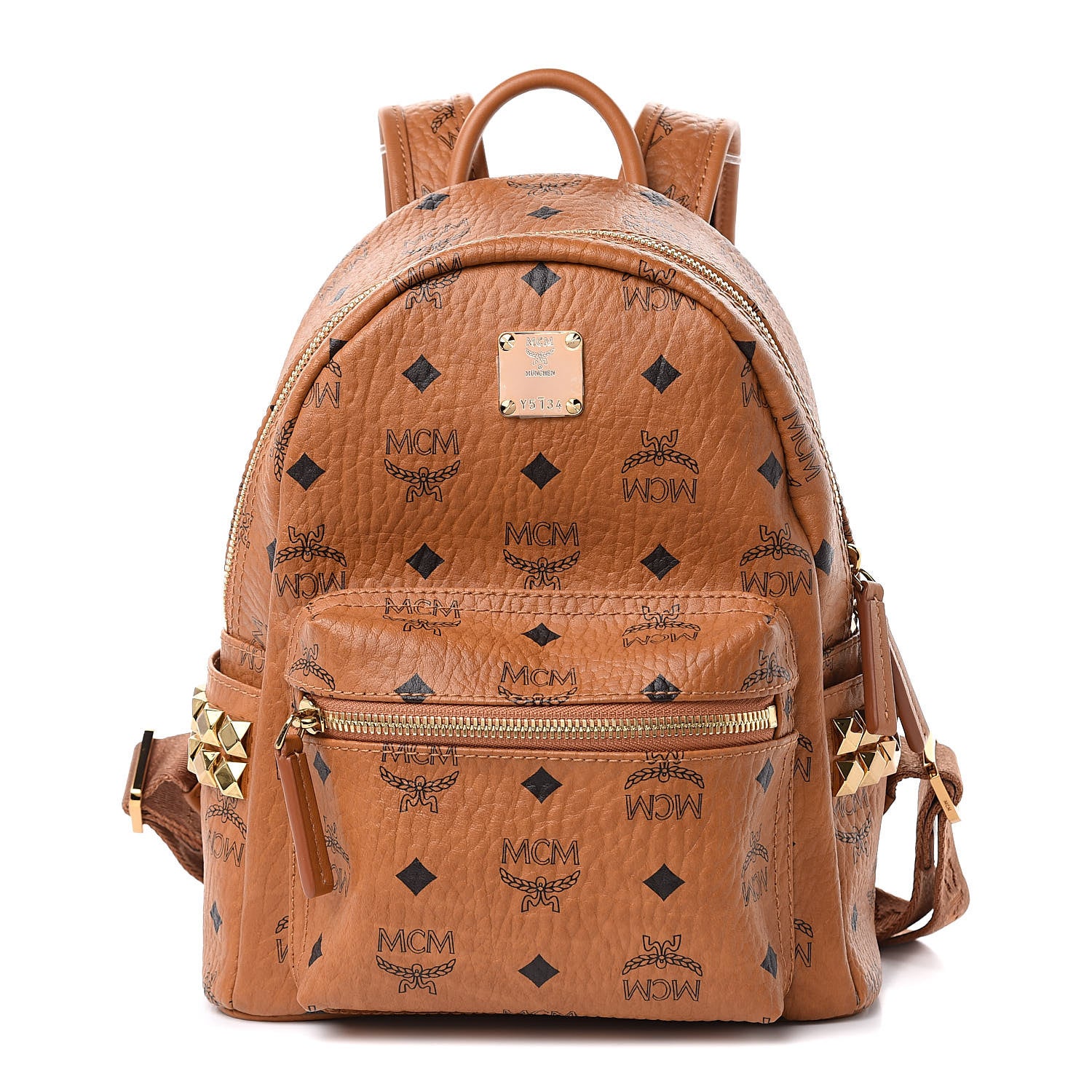MCM Visetos Side Stud Mini Stark Backpack Cognac 1 of 9