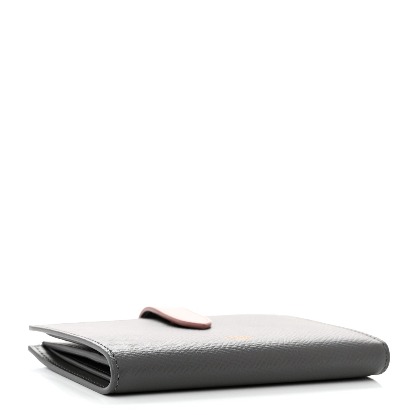 Grained Calfskin Medium Multifunction Strap Wallet Grey Vintage Pink