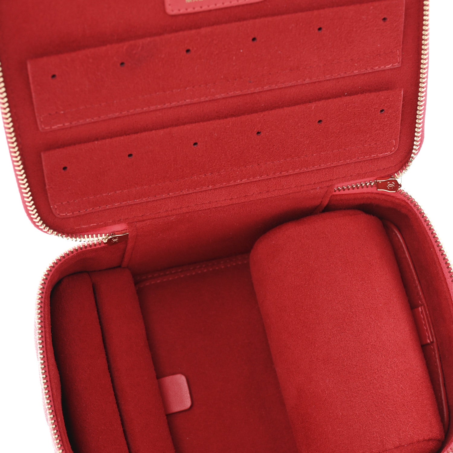 Chanel Caviar Quilted Top Handle Jewelry Case Red 5 of 9
