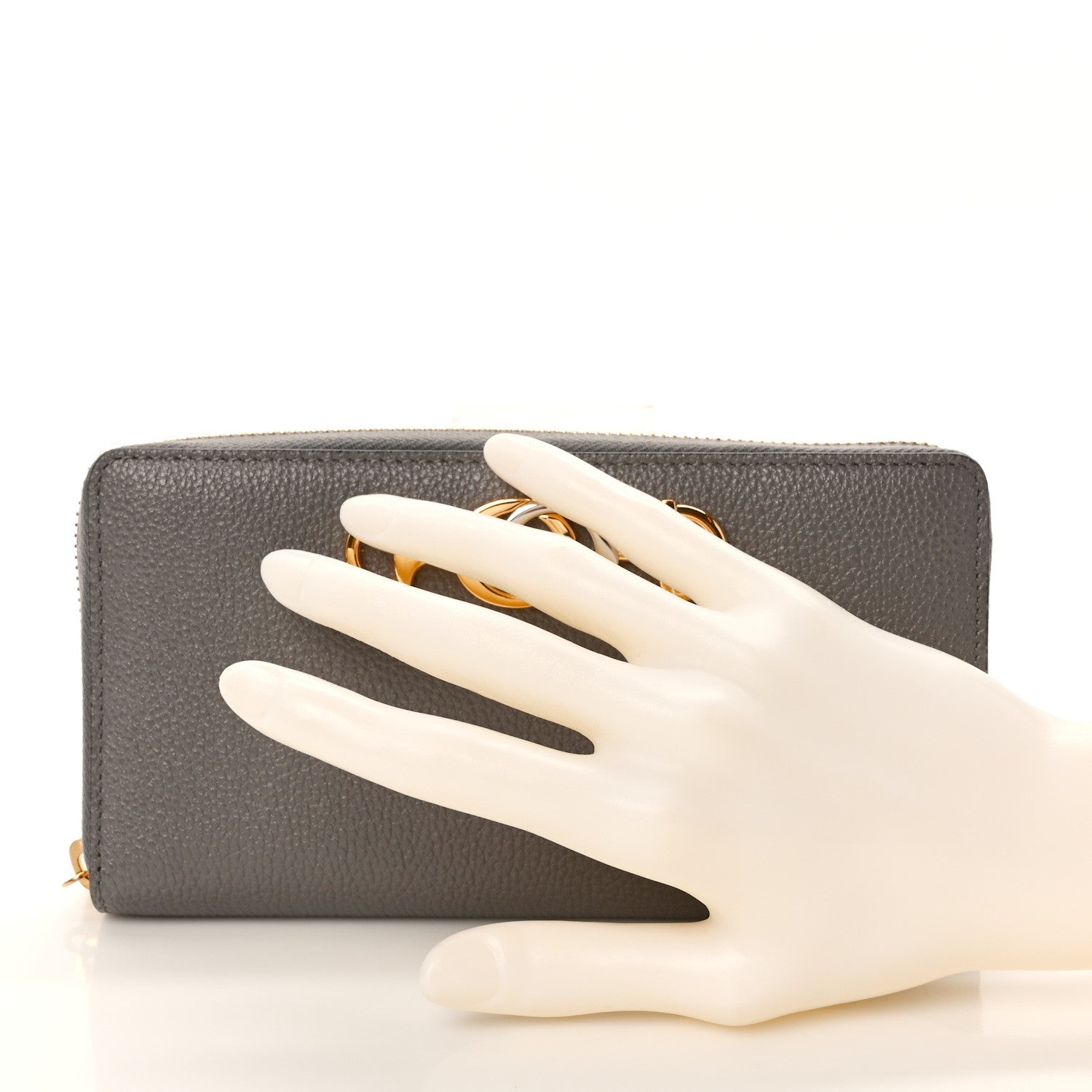 Gucci Grainy Calfskin Zumi Zip Around Wallet Dusty Grey 2 of 7