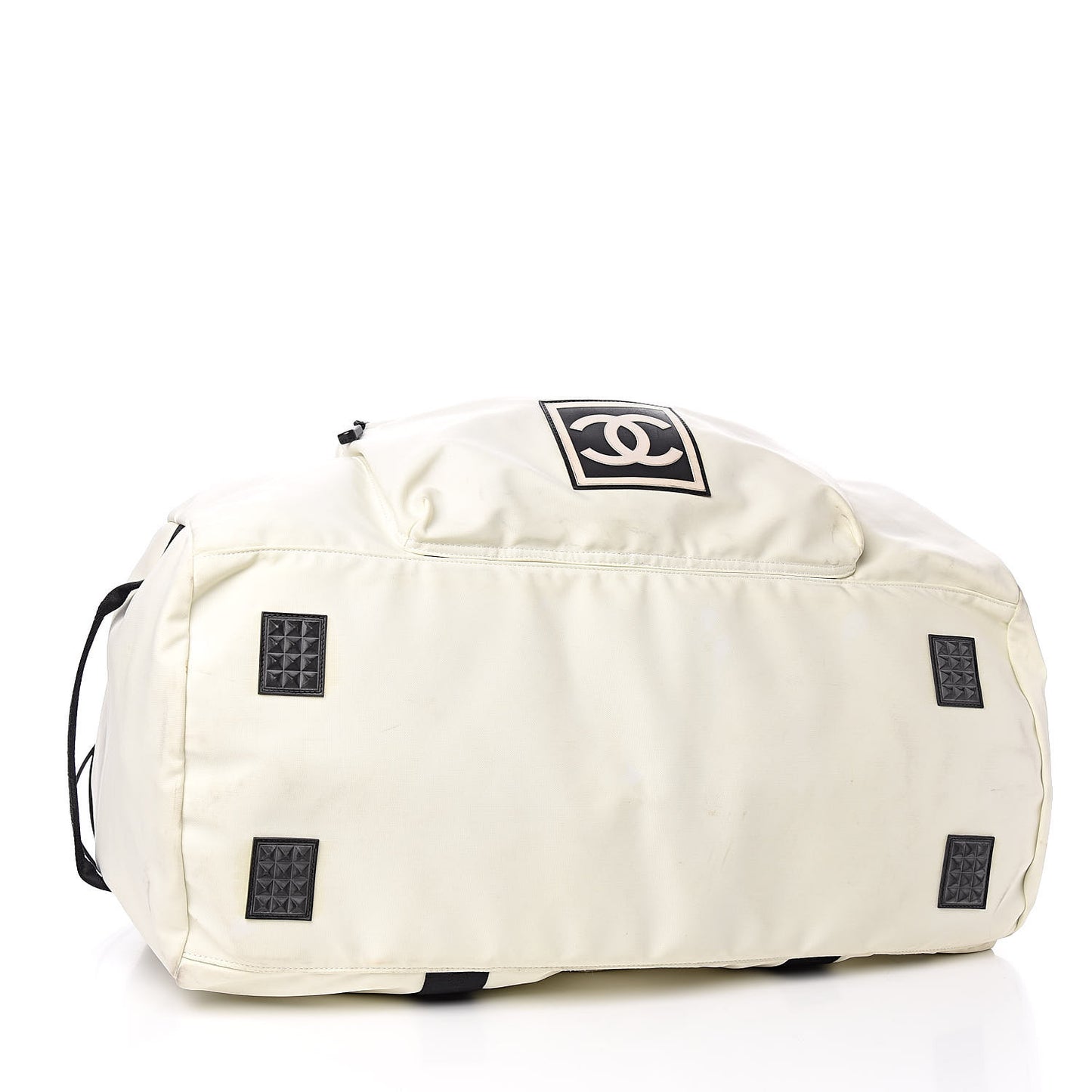 Nylon Sport Logo Duffel Bag White
