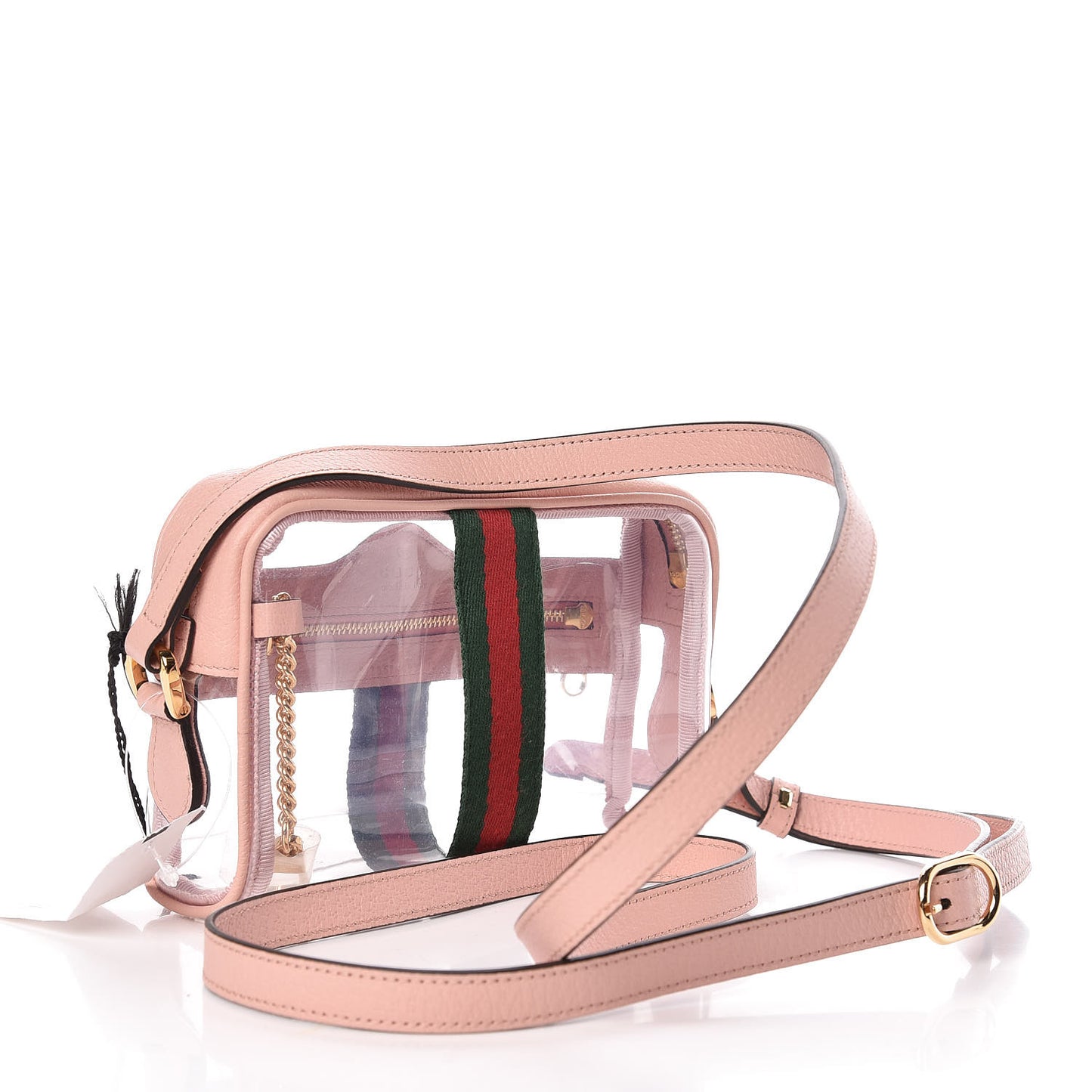 Vinyl Web Mini Ophidia Transparent Shoulder Bag Perfect Pink