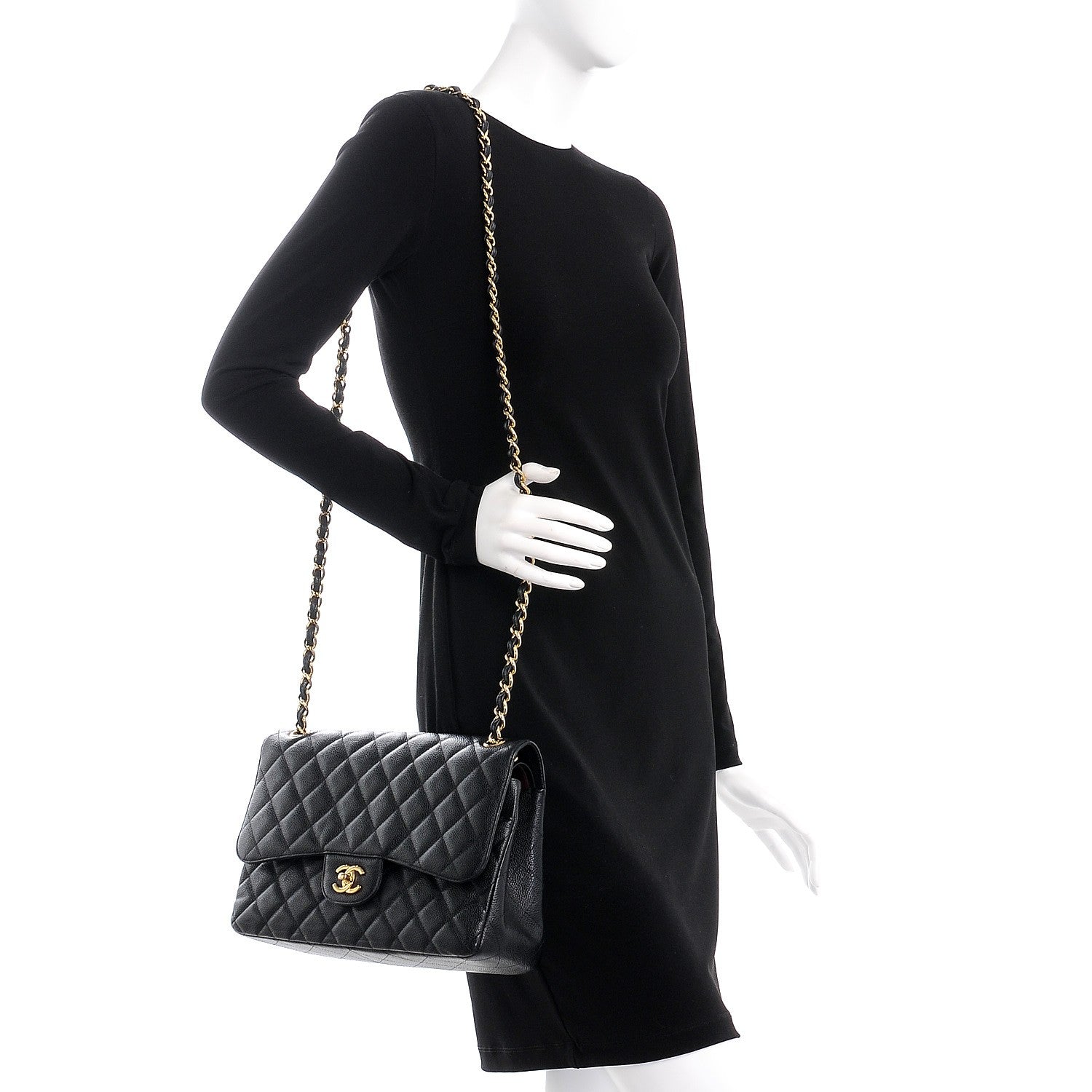 Chanel Caviar Quilted Jumbo Double Flap Black 2 of 11