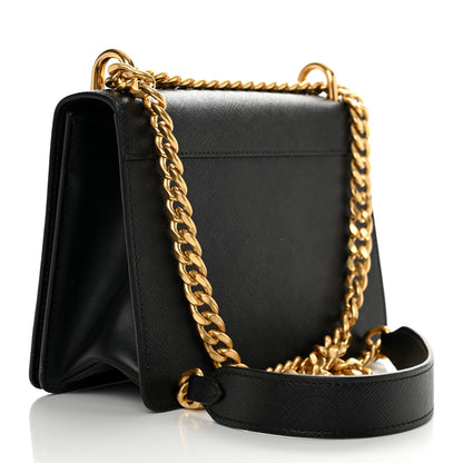 Prada Saffiano Chain Shoulder Bag Black 2 of 9