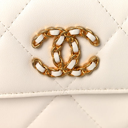 Chanel Lambskin Quilted Chanel 19 Flap Coin Purse With Chain White 9 of 11