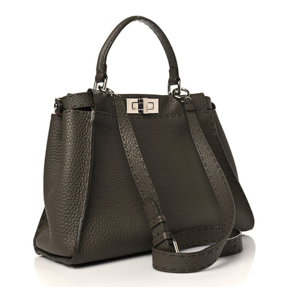 Fendi Cuoio Romano Alcantara Selleria Medium Peekaboo Iconic Satchel Grey Fuchsia 3 of 6