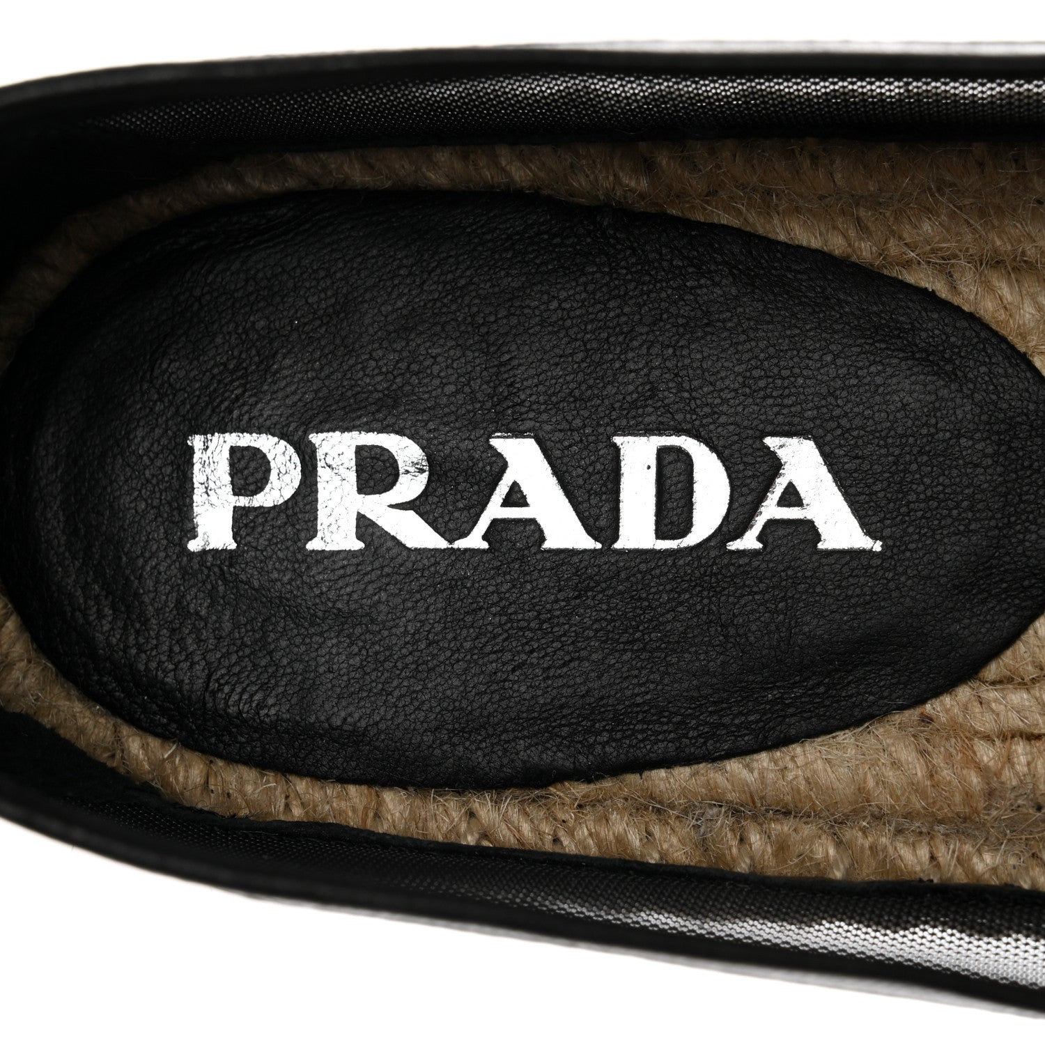 Prada Rete Nappa Metal Triangle Logo 20mm Espadrilles 36 Black 7 of 8