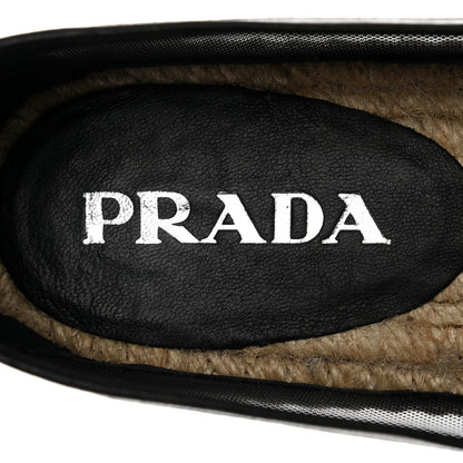 Prada Rete Nappa Metal Triangle Logo 20mm Espadrilles 36 Black 7 of 8