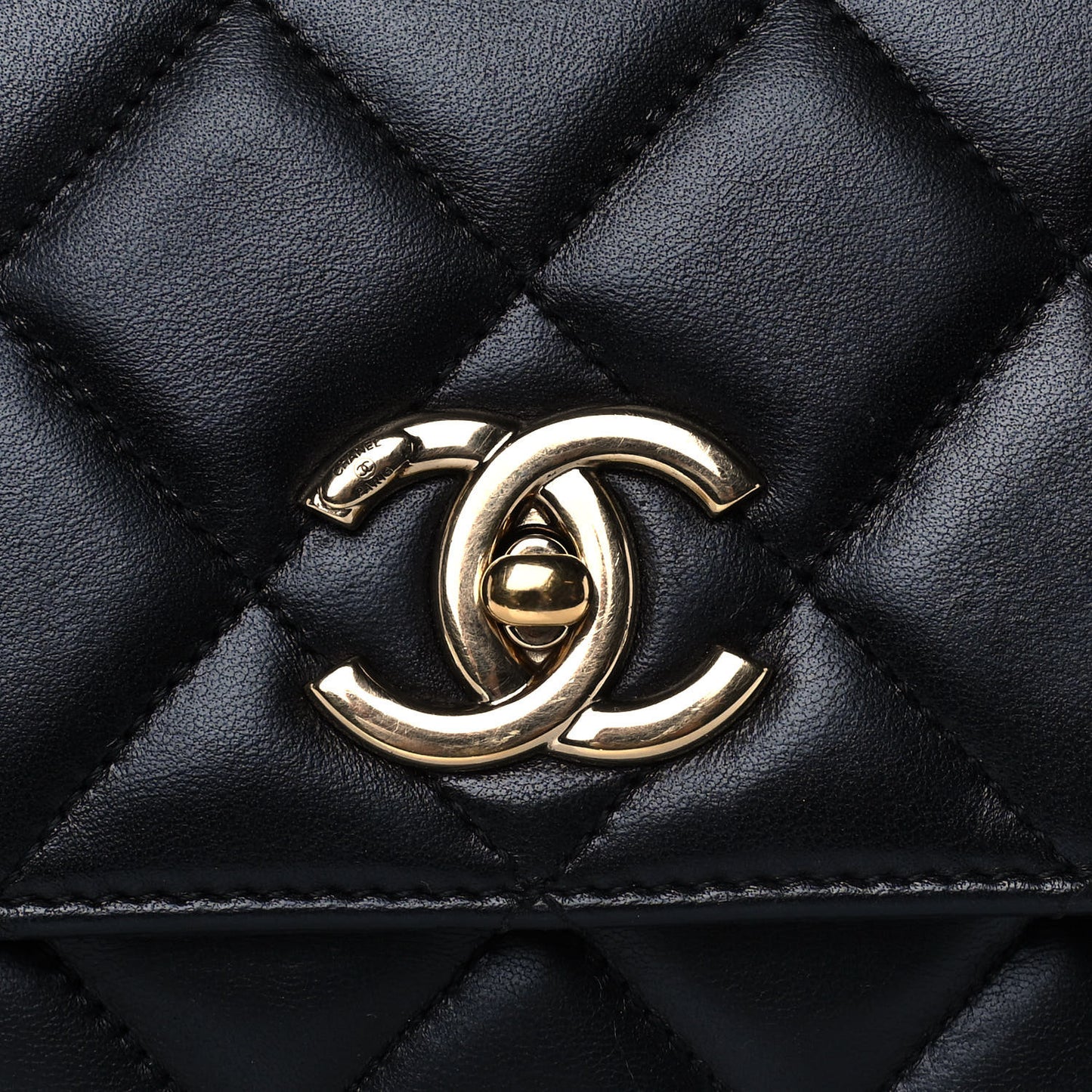 Lambskin Quilted Small Trendy CC Dual Handle Flap Bag Black