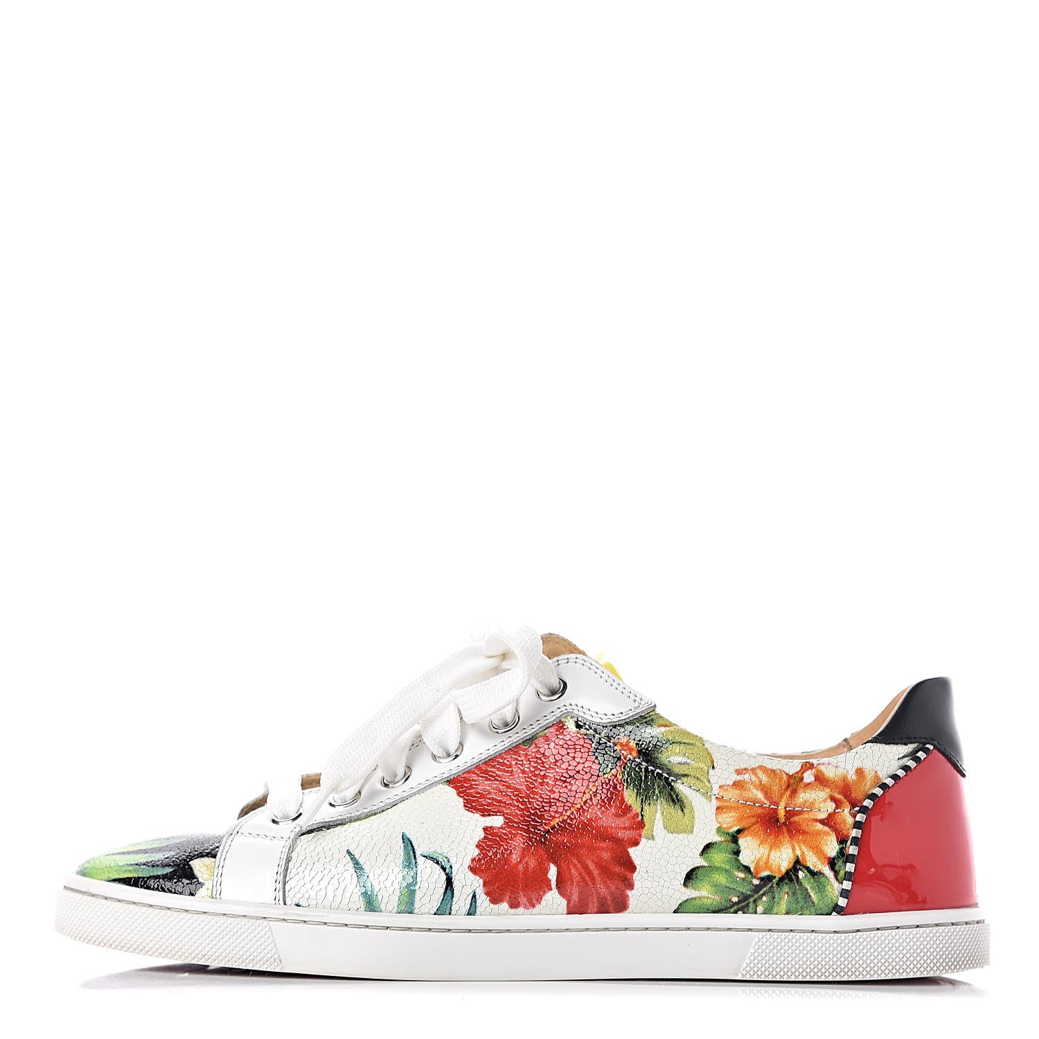 Christian Louboutin Crackled Calfskin Patent Hawaii Print Womens Seava Sneakers 38 Multi 1 of 17