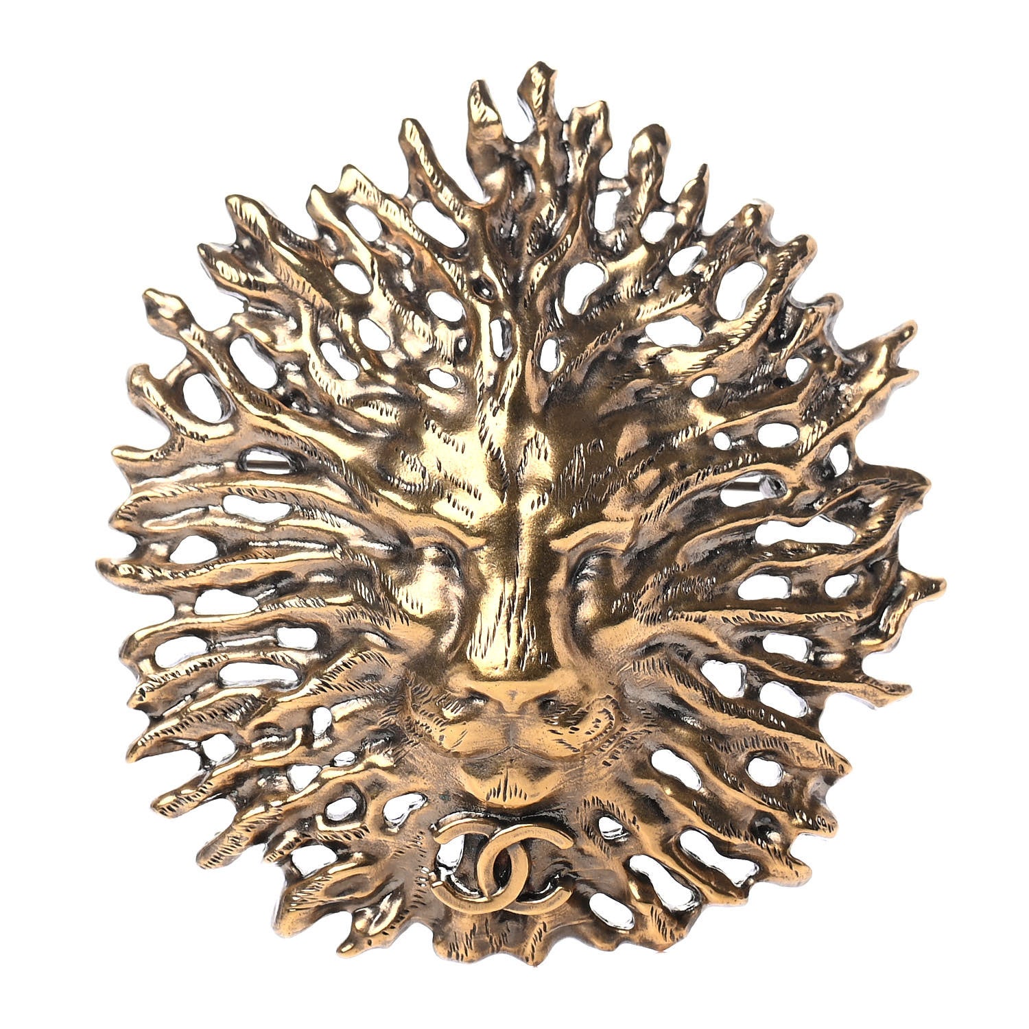 Chanel Metal CC Lion Brooch Gold 1 of 3