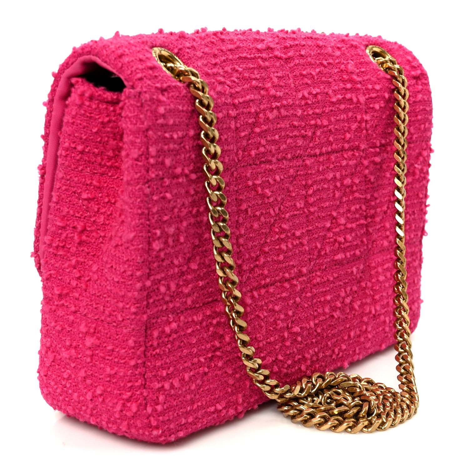 Saint Laurent Boucle Tweed Patchwork Monogram Medium Jamie Baguette Magenta 2 of 10