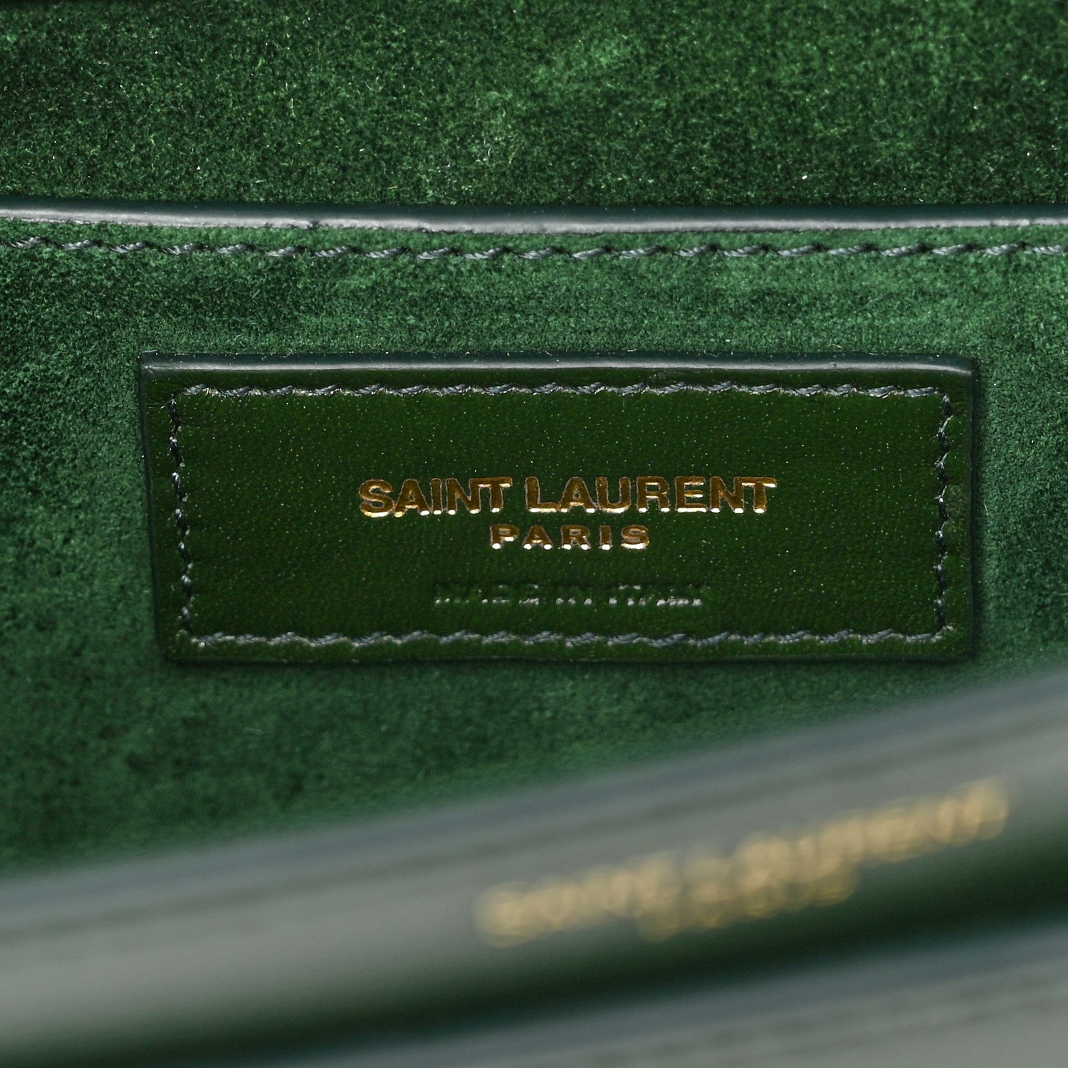 Saint Laurent Calfskin Medium Monogram Sunset Dark Green 7 of 10