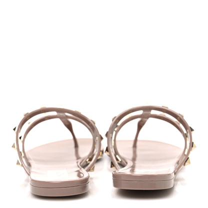 Valentino Garavani PVC Jelly Rockstud Caged Flat Thong Sandals 40 Poudre 6 of 9