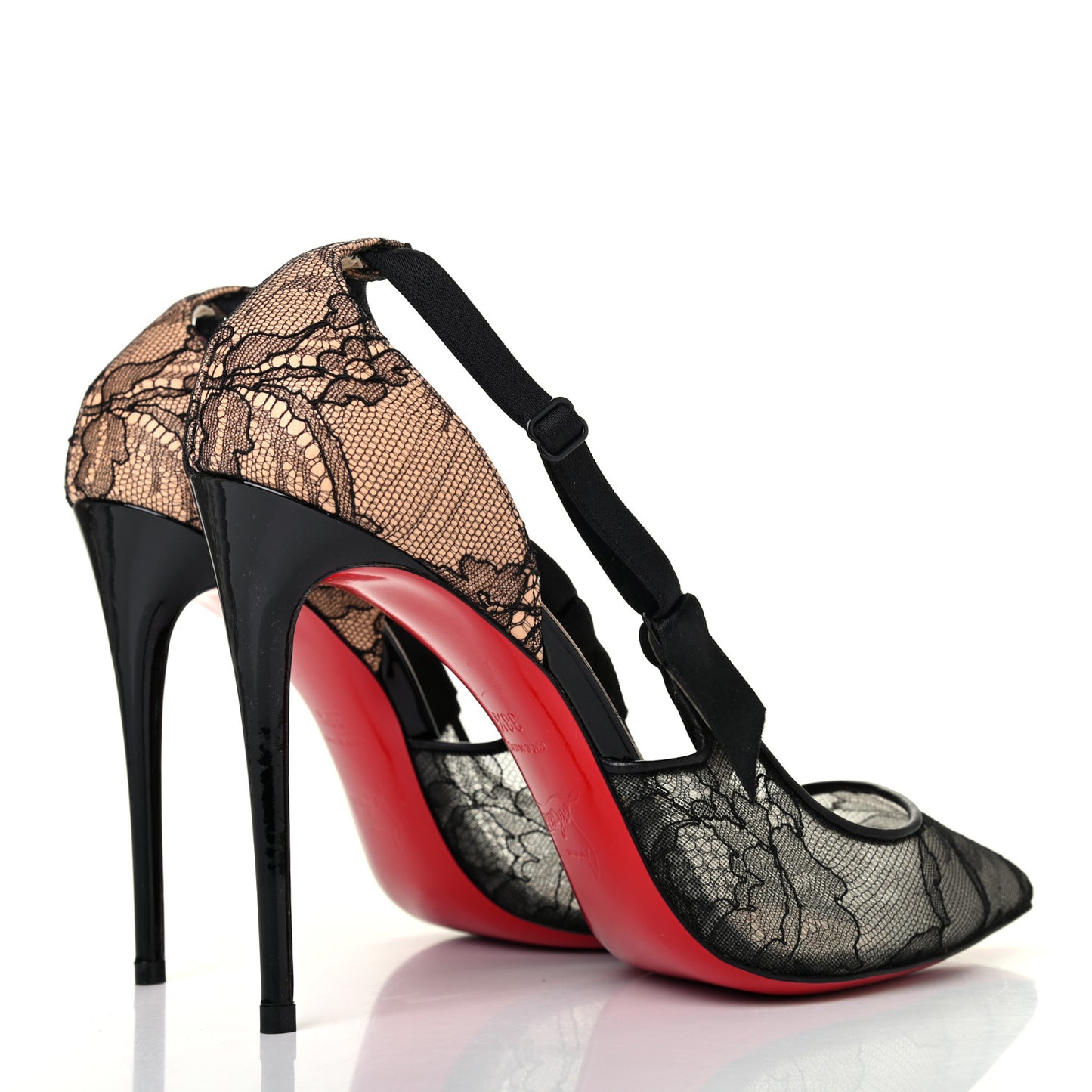 Nappa Patent Chantilly Lace Hot Jeanbi 100 Pumps 38.5 Black