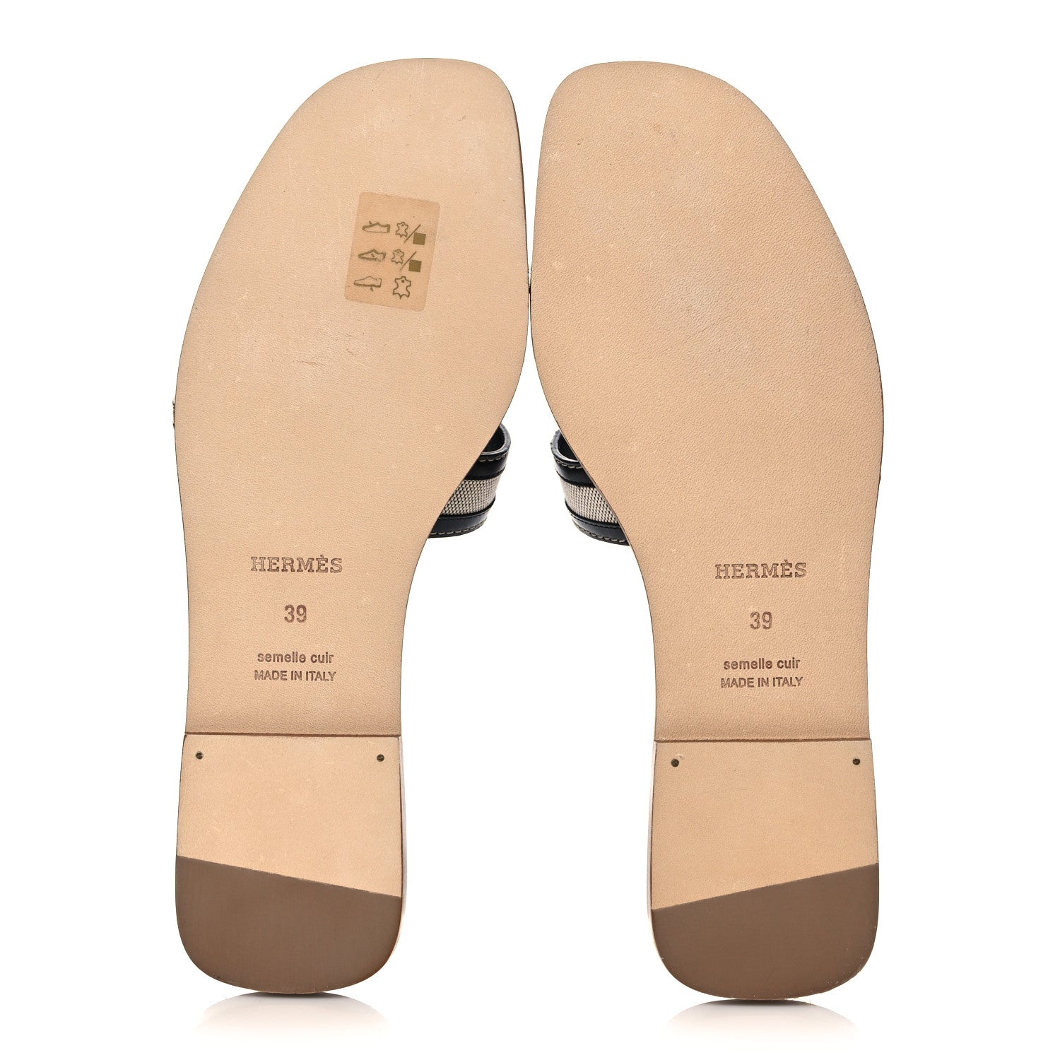 Hermes Calfskin Canvas Oran Sandals 39 Black 5 of 9