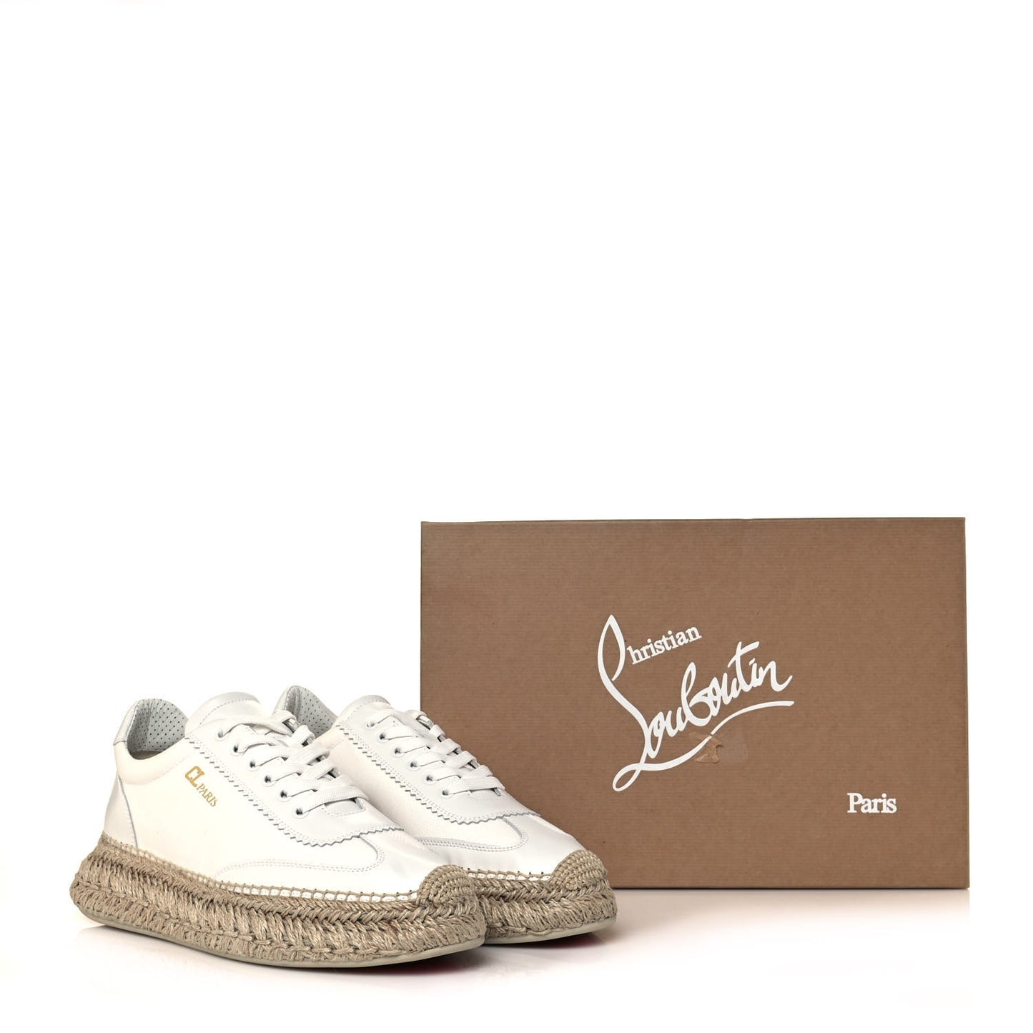 Toile Calfskin Espasneak Flat Sneaker 40 Ivory