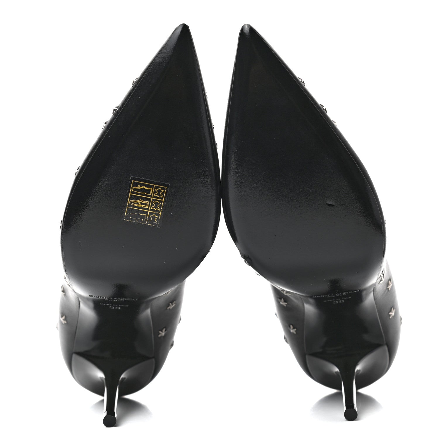 Saint Laurent Calfskin Star Studded Ankle Booties 38 Black 5 of 8
