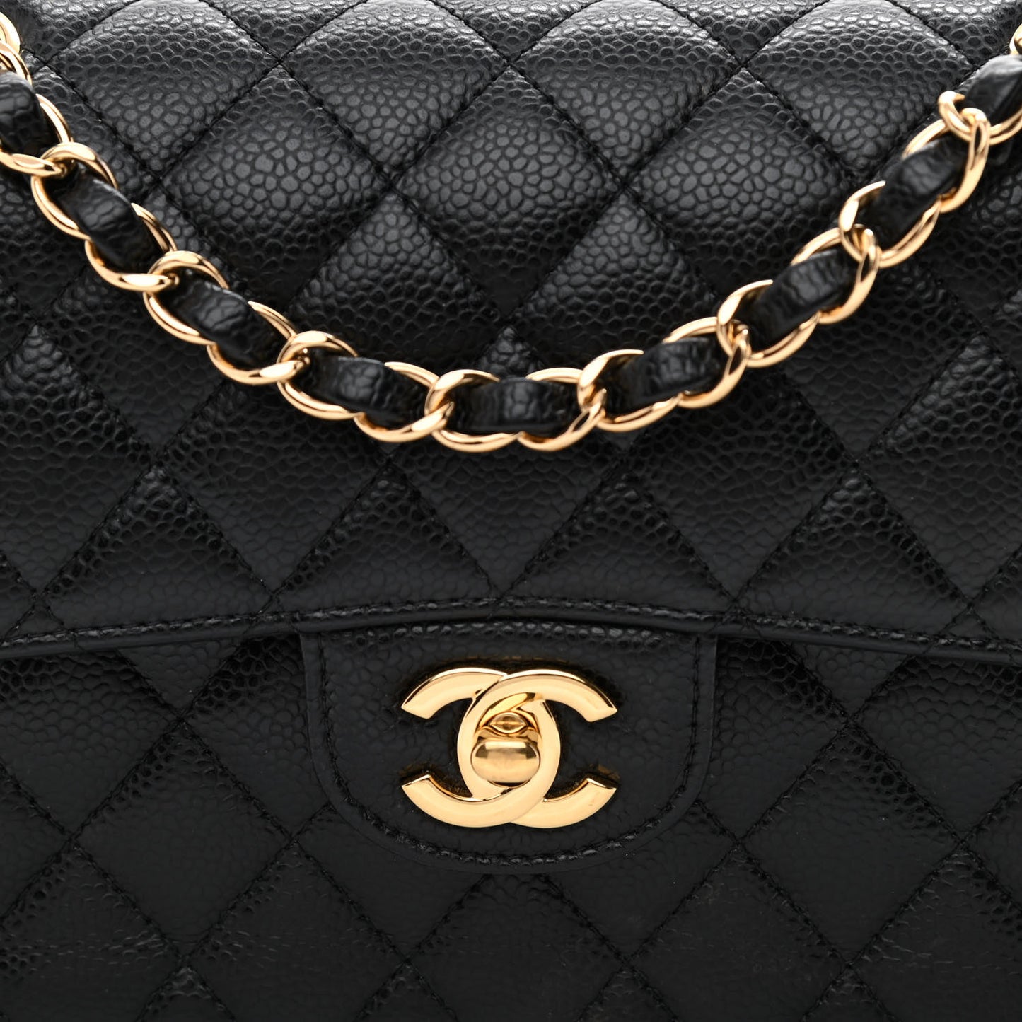 Caviar Quilted Small Double Flap Black